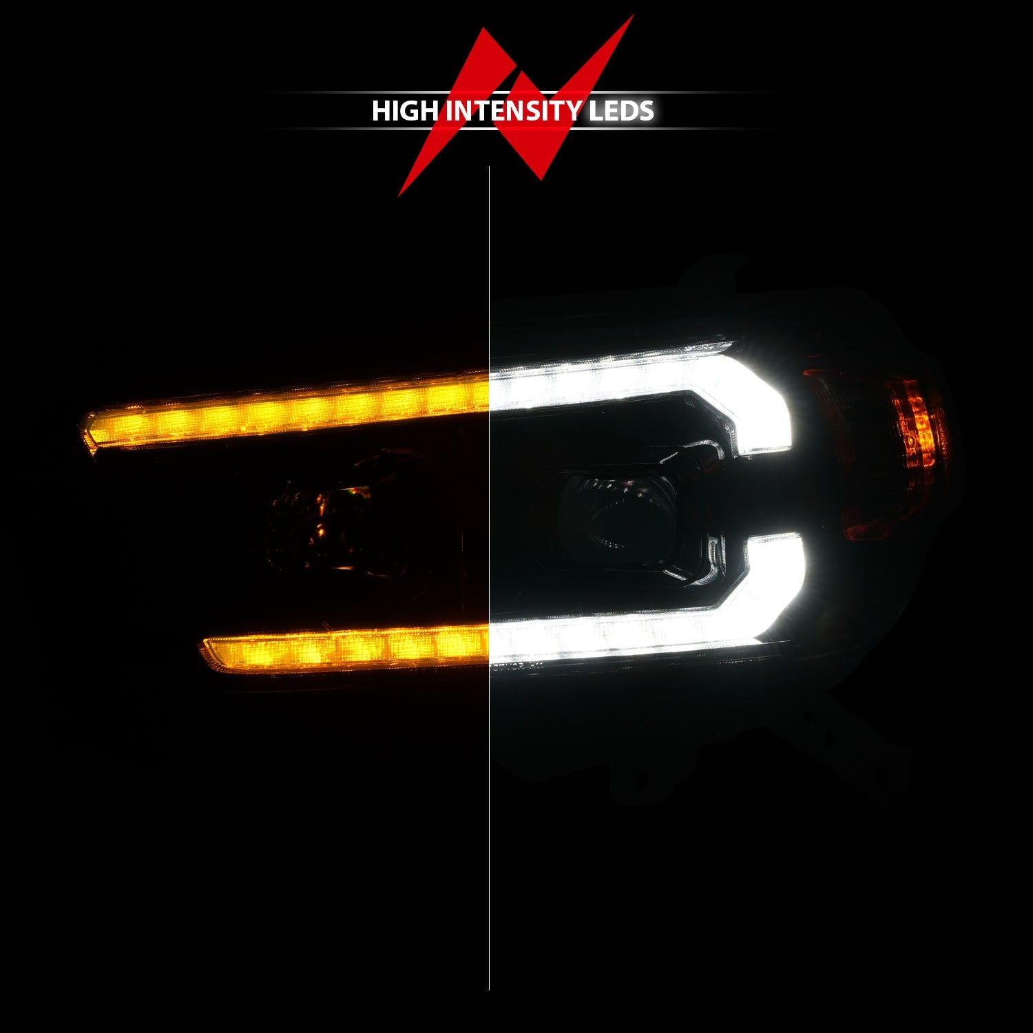 TOYOTA 4RUNNER 10-13 PROJECTOR PLANK STYLE HEADLIGHTS BLACK W/ SEQUENTIAL SIGNAL & DRL