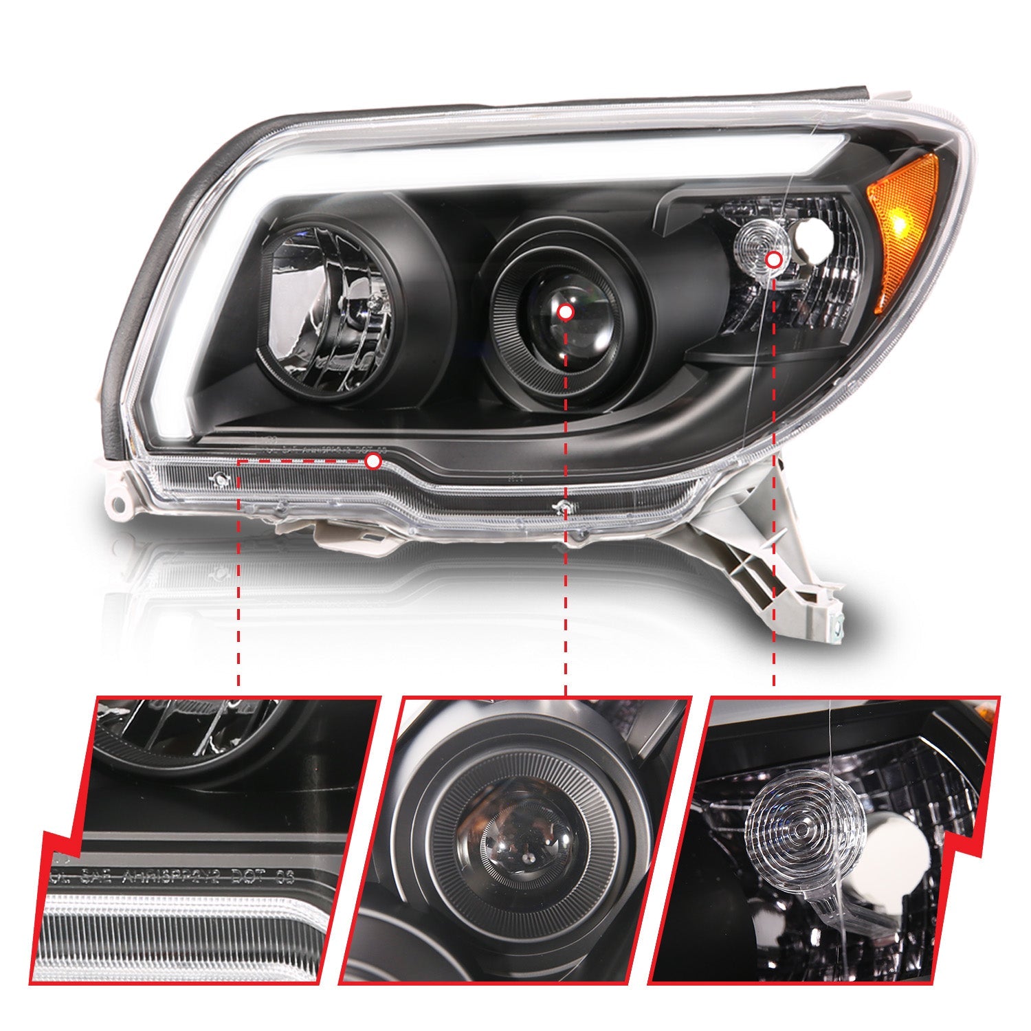 TOYOTA 4 RUNNER 06-09 PROJECTOR HEADLIGHTS PLANK STYLE BLACK