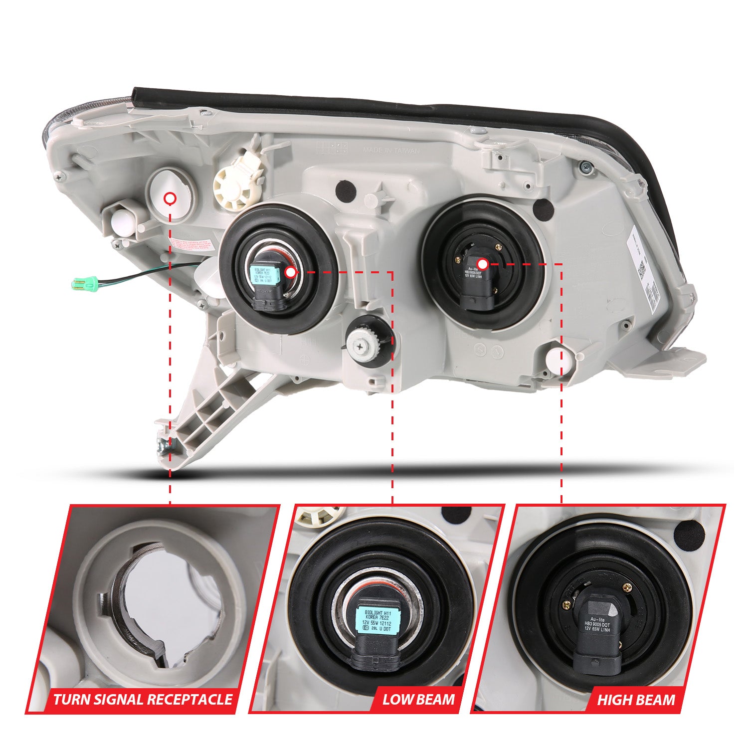 TOYOTA 4 RUNNER 06-09 PROJECTOR HEADLIGHTS PLANK STYLE BLACK