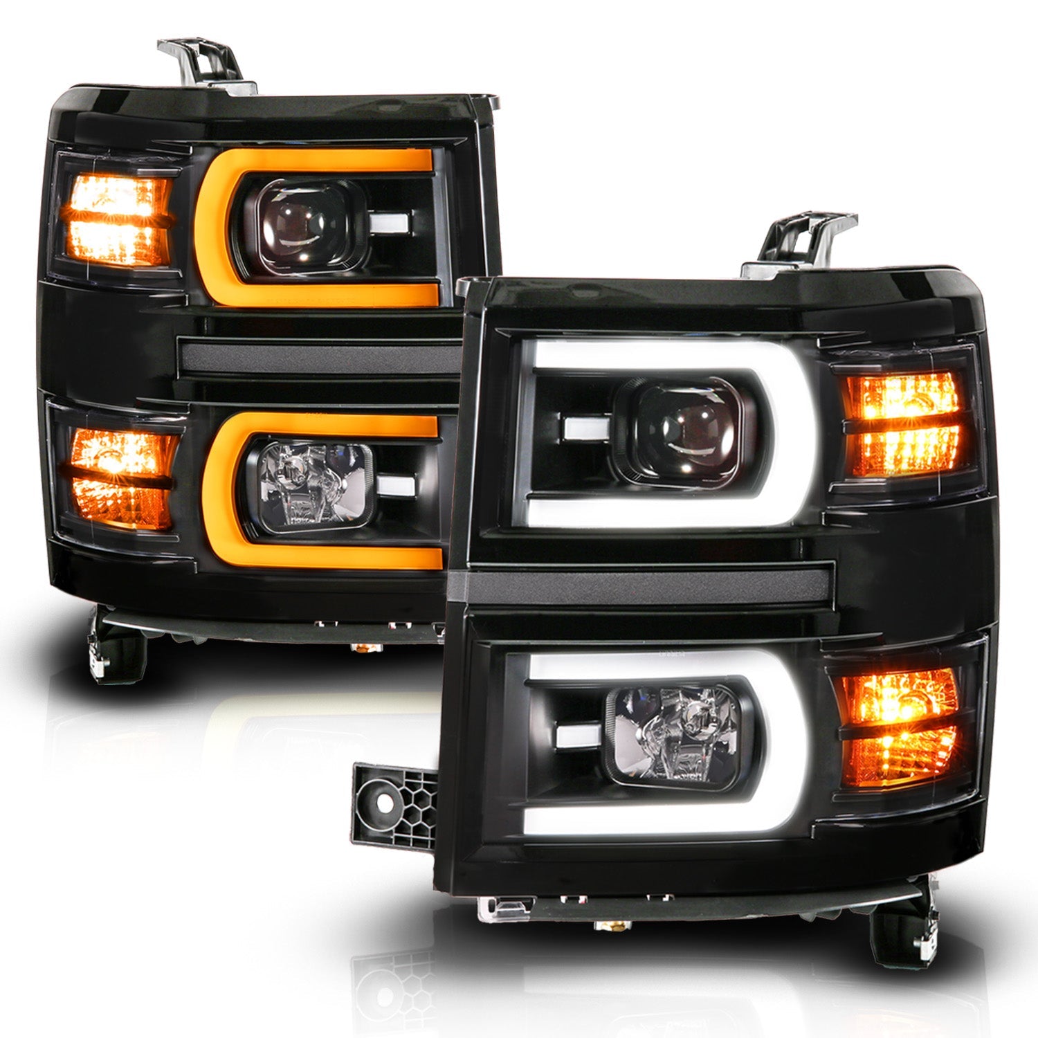 CHEVY SILVERADO 1500 14-15 PROJECTOR PLANK STYLE SEQUENTIAL HEADLIGHTS BLACK