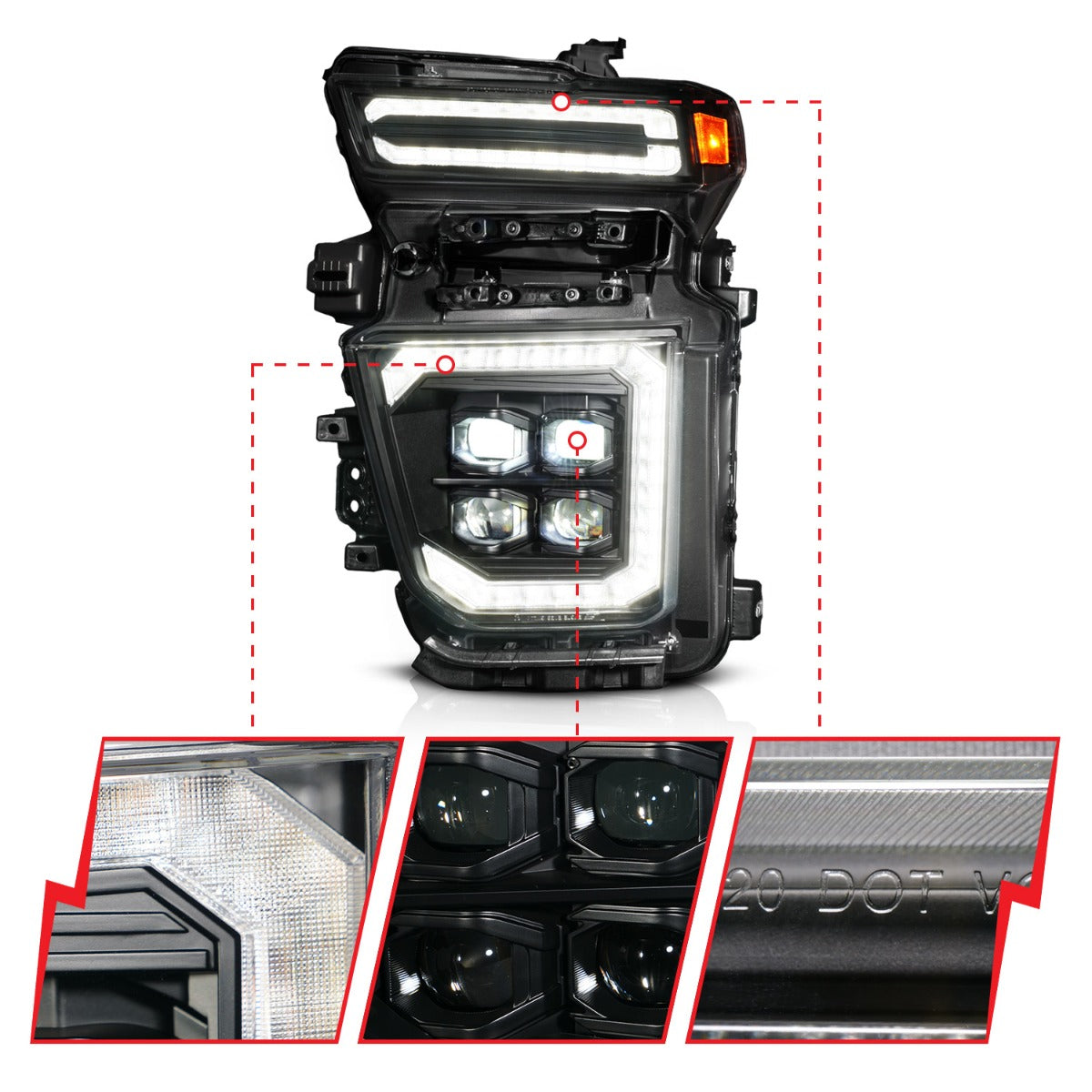 CHEVY SILVERADO 2500HD/3500HD 20-23 Z-SERIES FULL LED PROJECTOR HEADLIGHTS BLACK W/ DRL SWITCH, INITIATION & SEQUENTIAL
