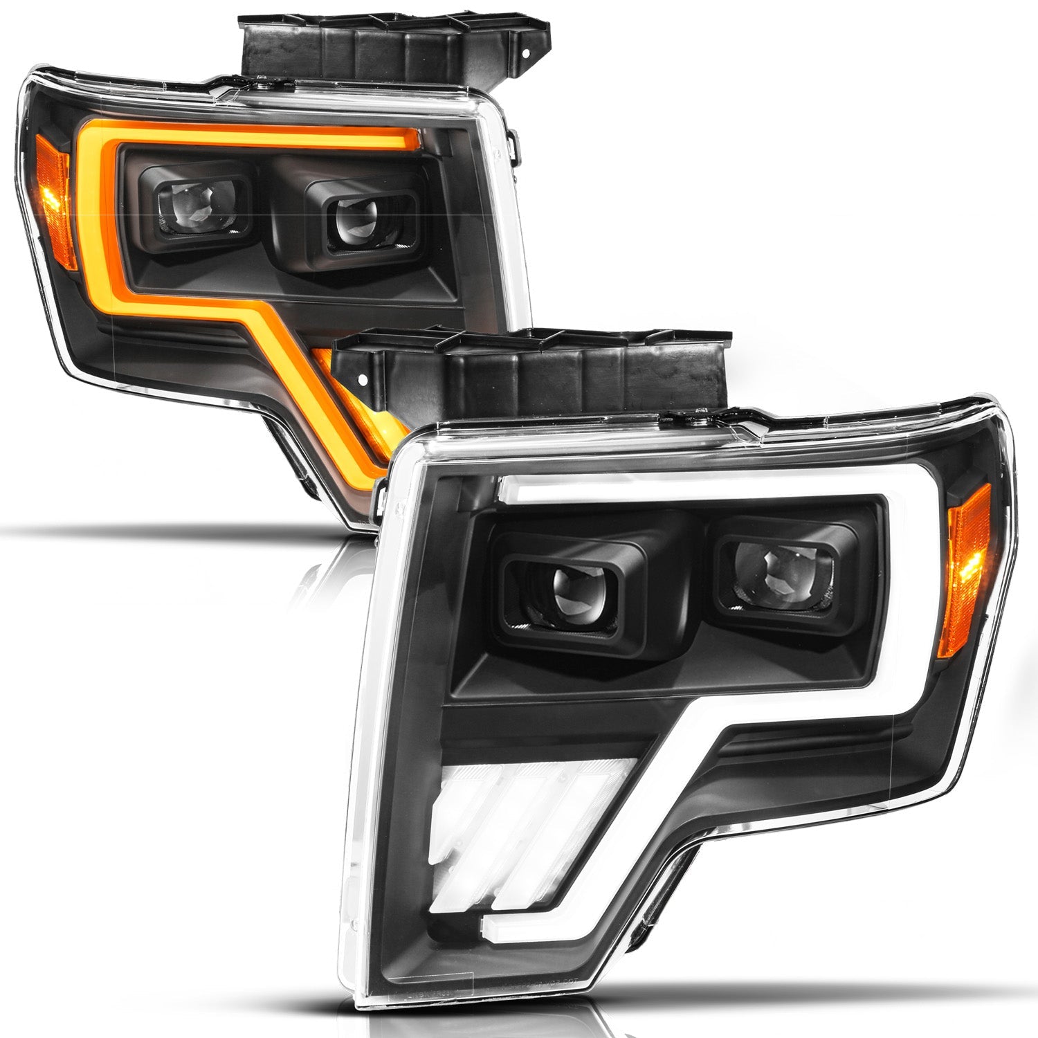 FORD F-150 09-14 FULL LED PROJECTOR PLANK HEADLIGHTS BLACK W/ INITIATION & SEQUENTIAL (FOR HALOGEN MODELS ONLY)