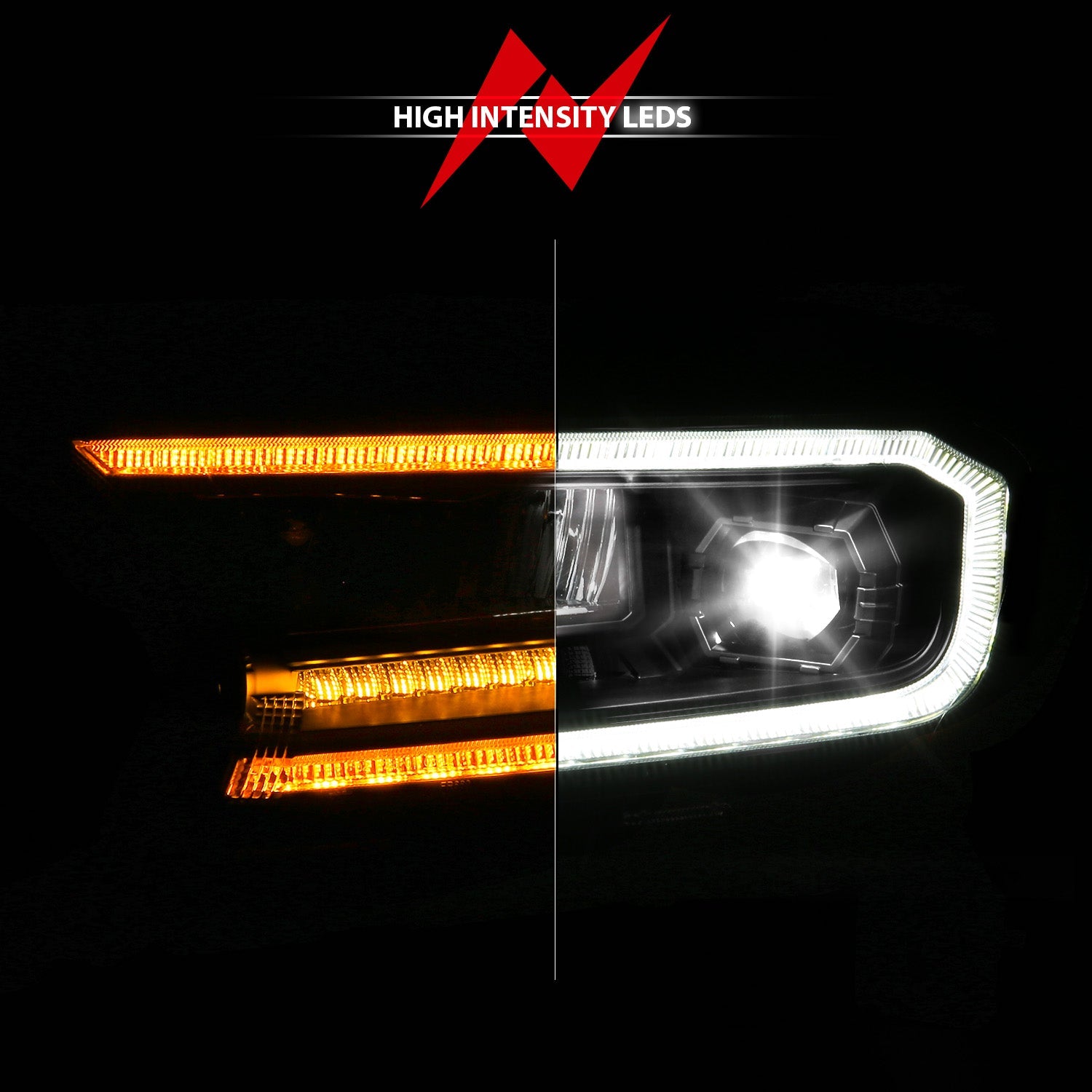 FORD RANGER 19-23 FULL LED PROJECTOR HEADLIGHTS BLACK W/ INITIATION & SEQUENTIAL (FOR FACTORY HALOGEN MODEL)