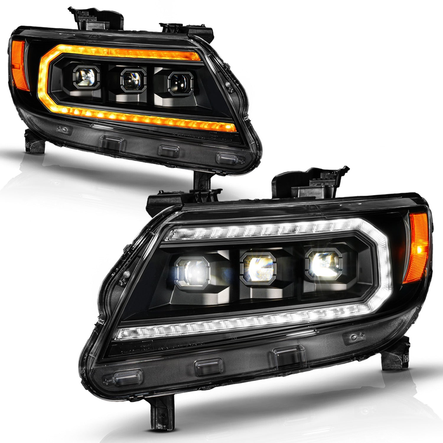 CHEVY COLORADO 15-22 FULL LED PROJECTOR HEADLIGHTS BLACK W/ DRL, INITIATION & SEQUENTIAL