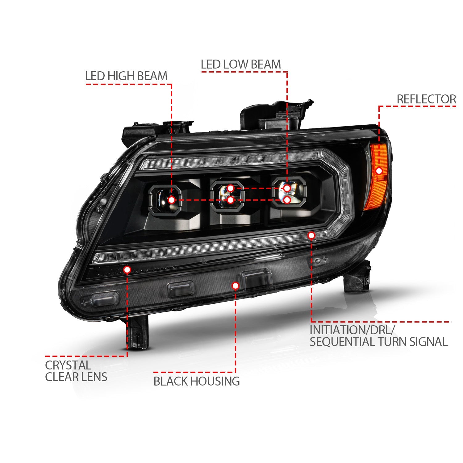 CHEVY COLORADO 15-22 FULL LED PROJECTOR HEADLIGHTS BLACK W/ DRL, INITIATION & SEQUENTIAL