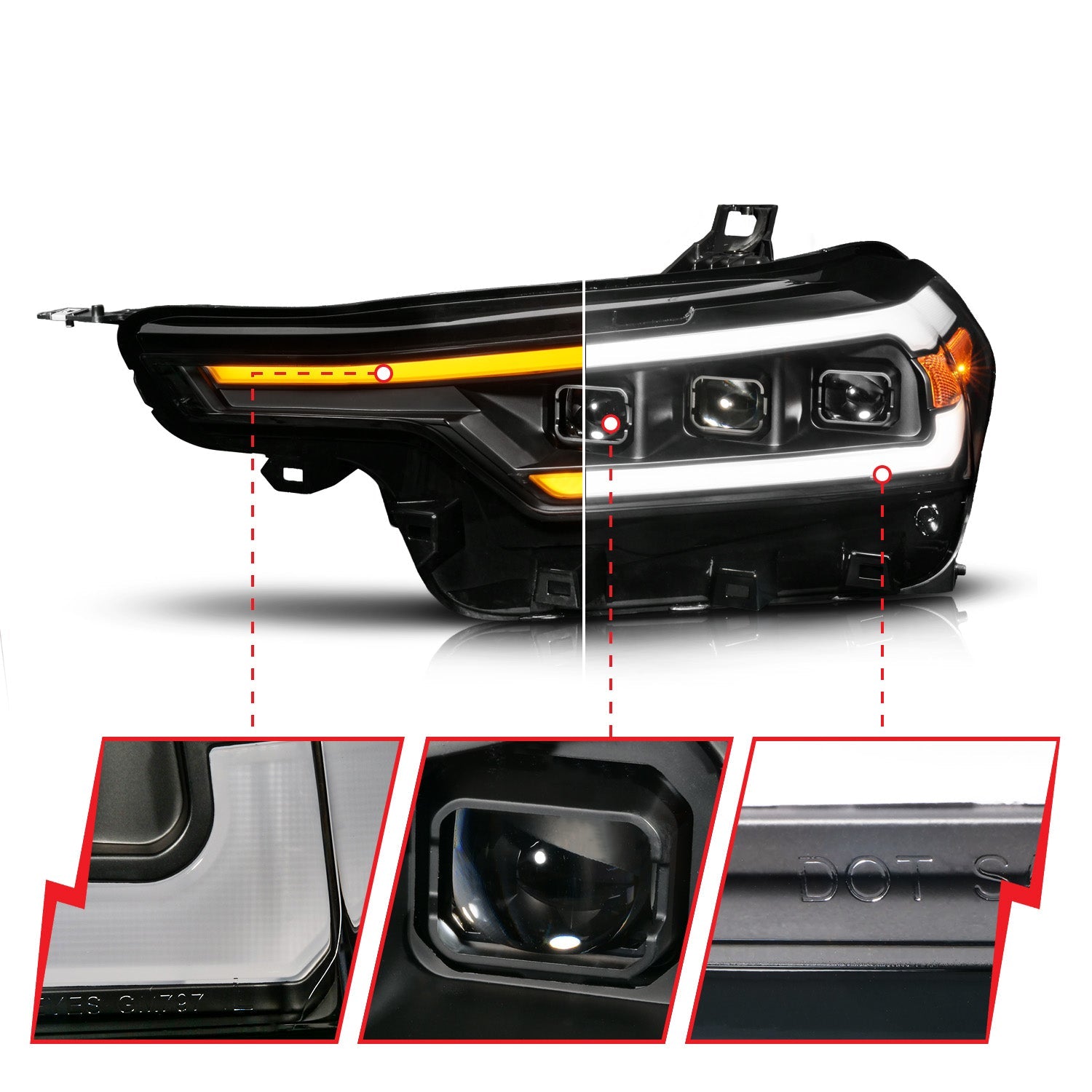 CHEVY COLORADO 23-26 Z-SERIES FULL LED PROJECTOR HEADLIGHTS BLACK W/ DRL SWITCH & INITIATION (OEM LED MODELS ONLY)
