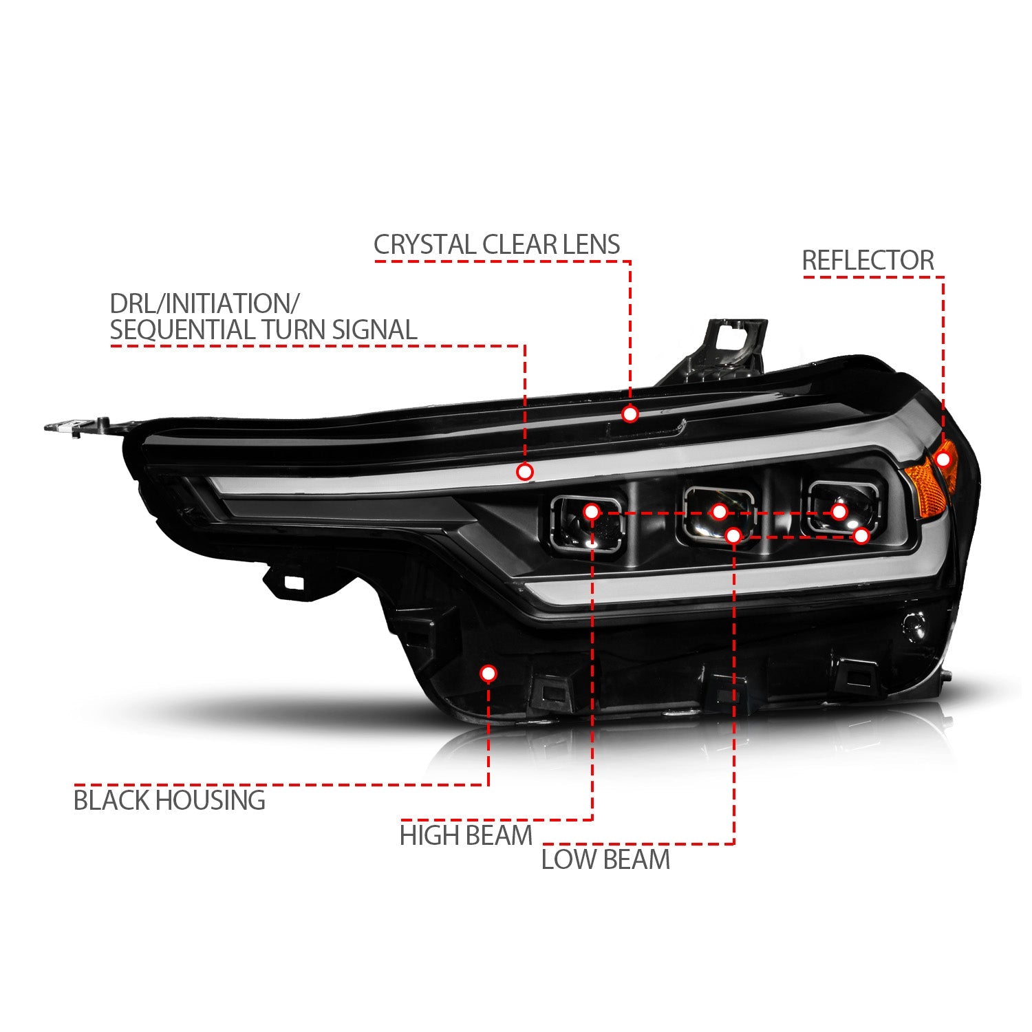 CHEVY COLORADO 23-26 Z-SERIES FULL LED PROJECTOR HEADLIGHTS BLACK W/ DRL SWITCH & INITIATION (OEM LED MODELS ONLY)