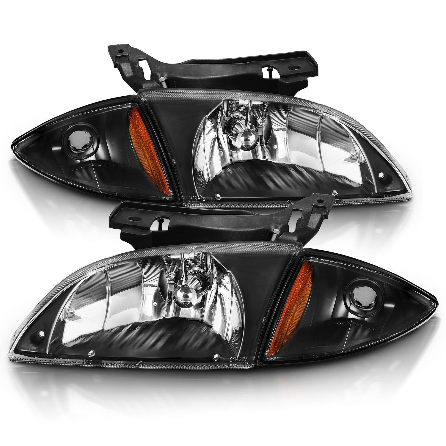 CHEVY CAVALIER 00-02 CRYSTAL HEADLIGHTS BLACK W/ CORNER LIGHT 2PC