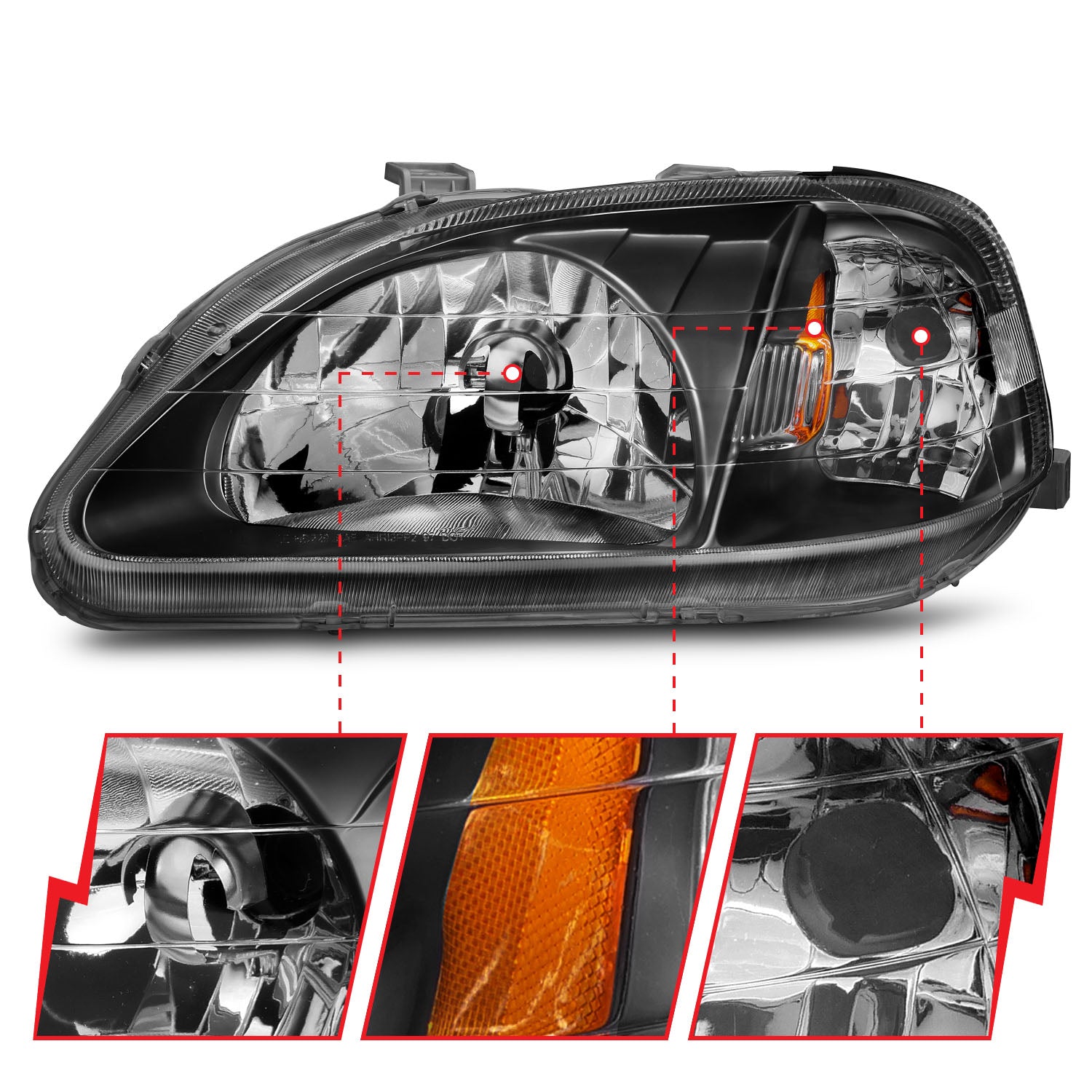 HONDA CIVIC 99-00 CRYSTAL HEADLIGHTS BLACK