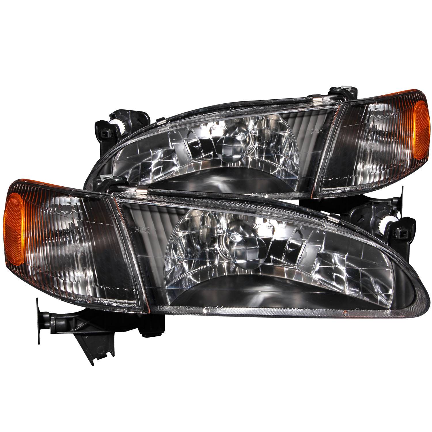 TOYOTA COROLLA 98-00 CRYSTAL HEADLIGHTS BLACK W/ CORNER LIGHT 2PC