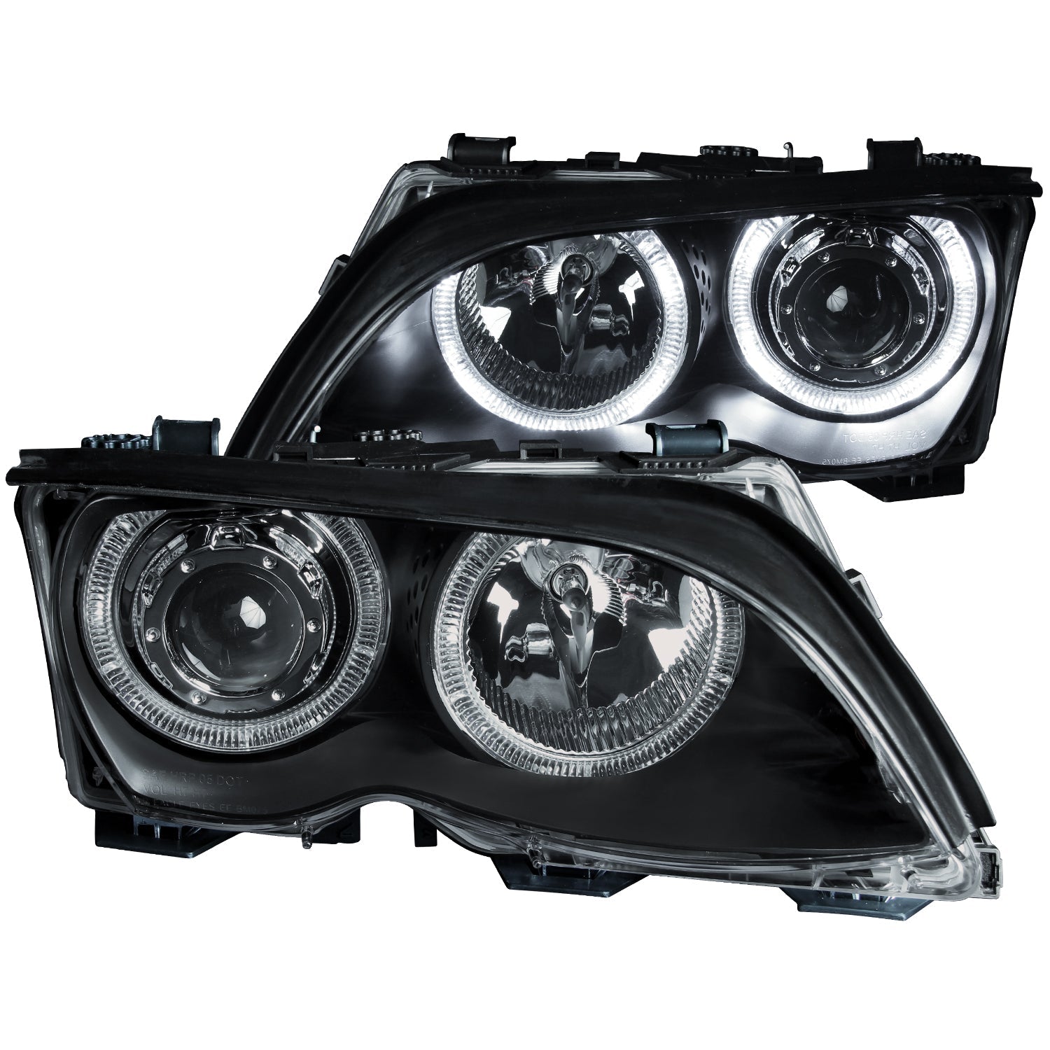 BMW 3 SERIES E46 02-05 4DR PROJECTOR HALO HEADLIGHTS BLACK