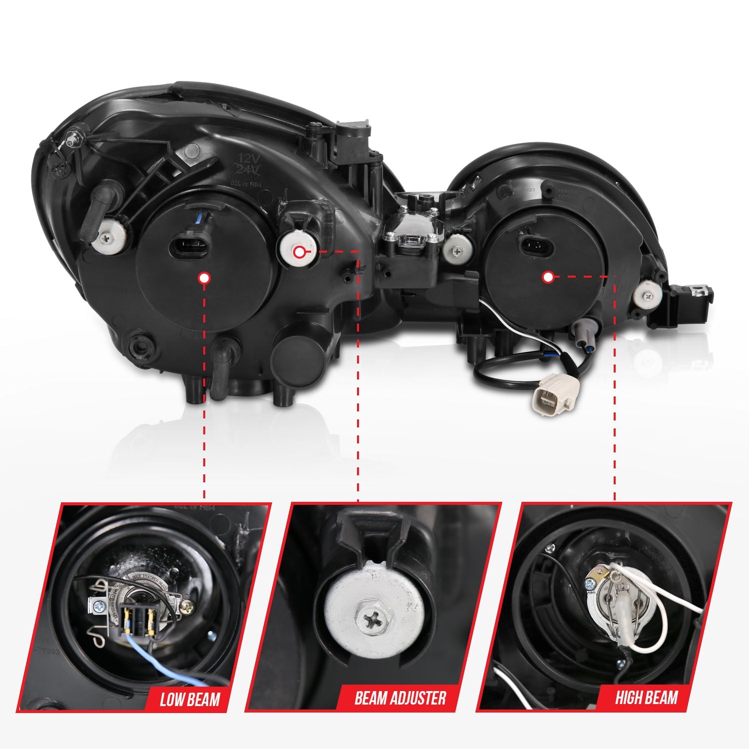 LEXUS GS 300/400/430 98-05 PROJECTOR HEADLIGHTS CHROME W/ RX HALO (NOT FOR FACTORY HID MODELS)