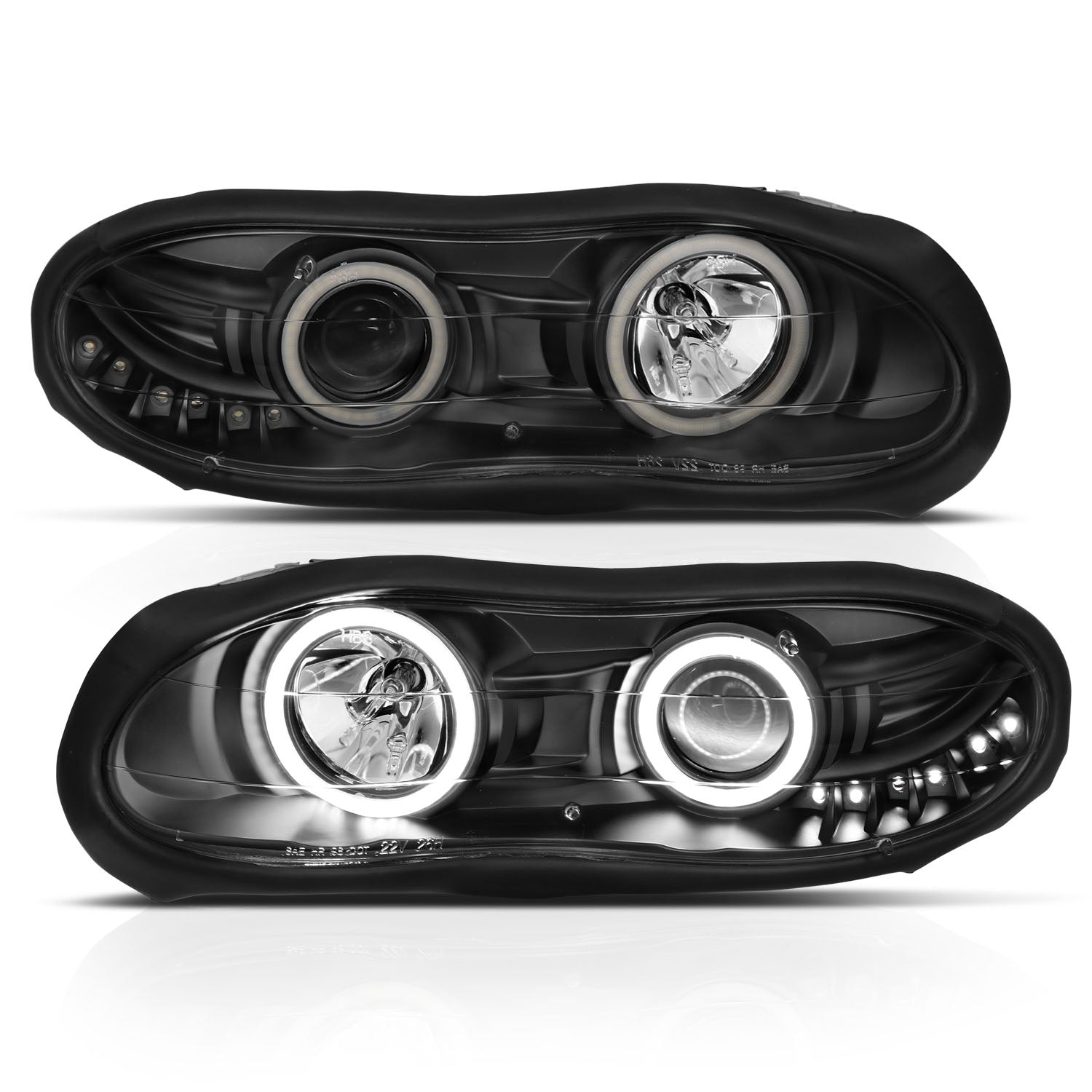 CHEVY CAMARO 98-02 PROJECTOR HALO HEADLIGHTS BLACK W/ RX HALO