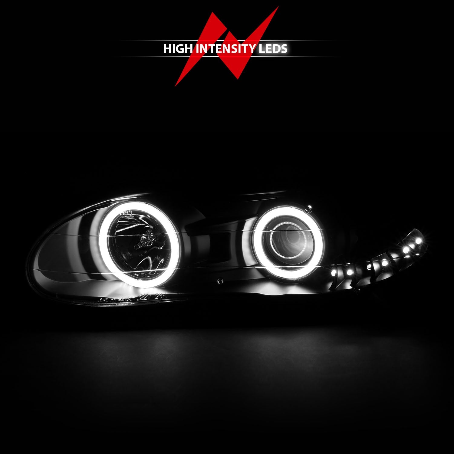 CHEVY CAMARO 98-02 PROJECTOR HALO HEADLIGHTS BLACK W/ RX HALO