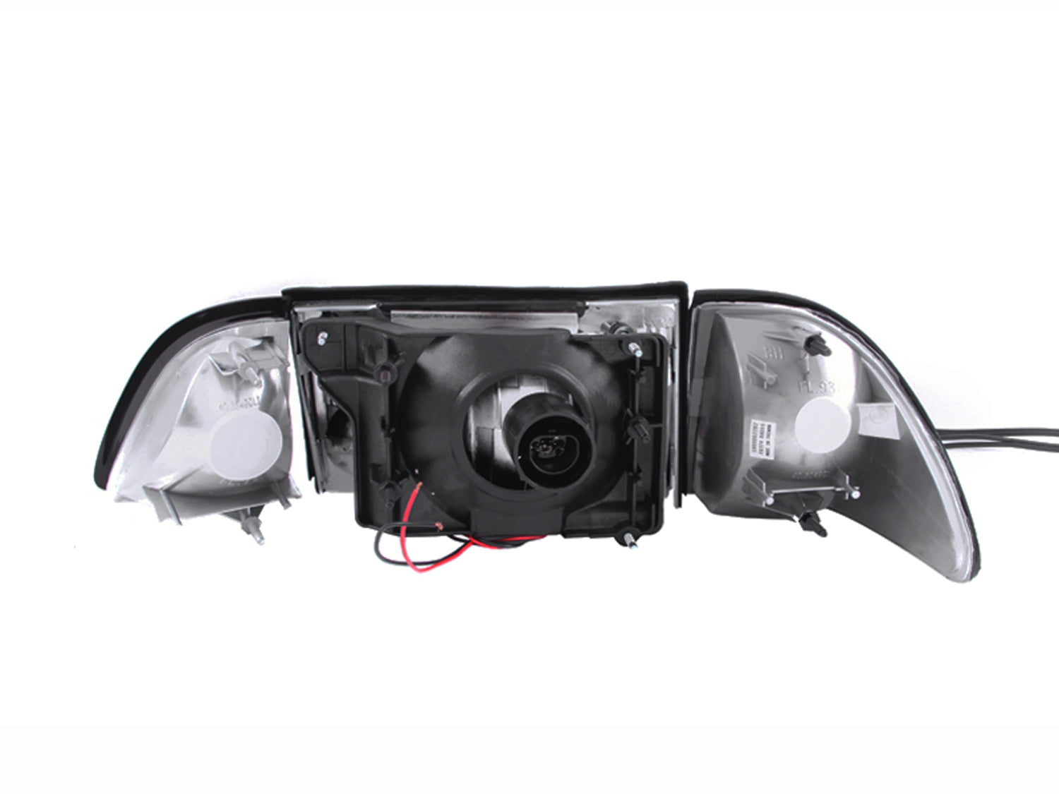 FORD MUSTANG 87-93 CRYSTAL HEADLIGHTS BLACK W/ CORNER & PARKING LIGHT 3PC