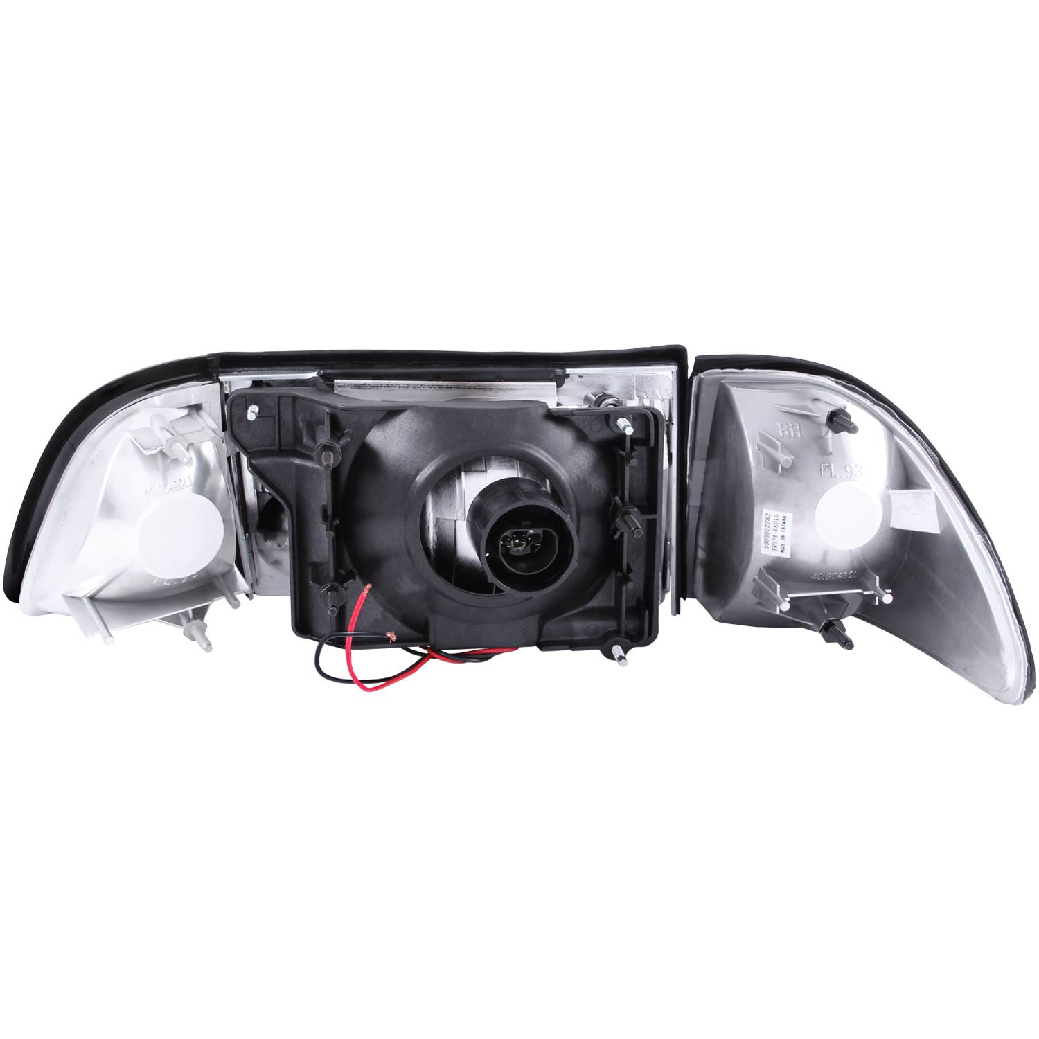 FORD MUSTANG 87-93 CRYSTAL HEADLIGHTS CHROME W/ CORNER & PARKING LIGHT 3PC