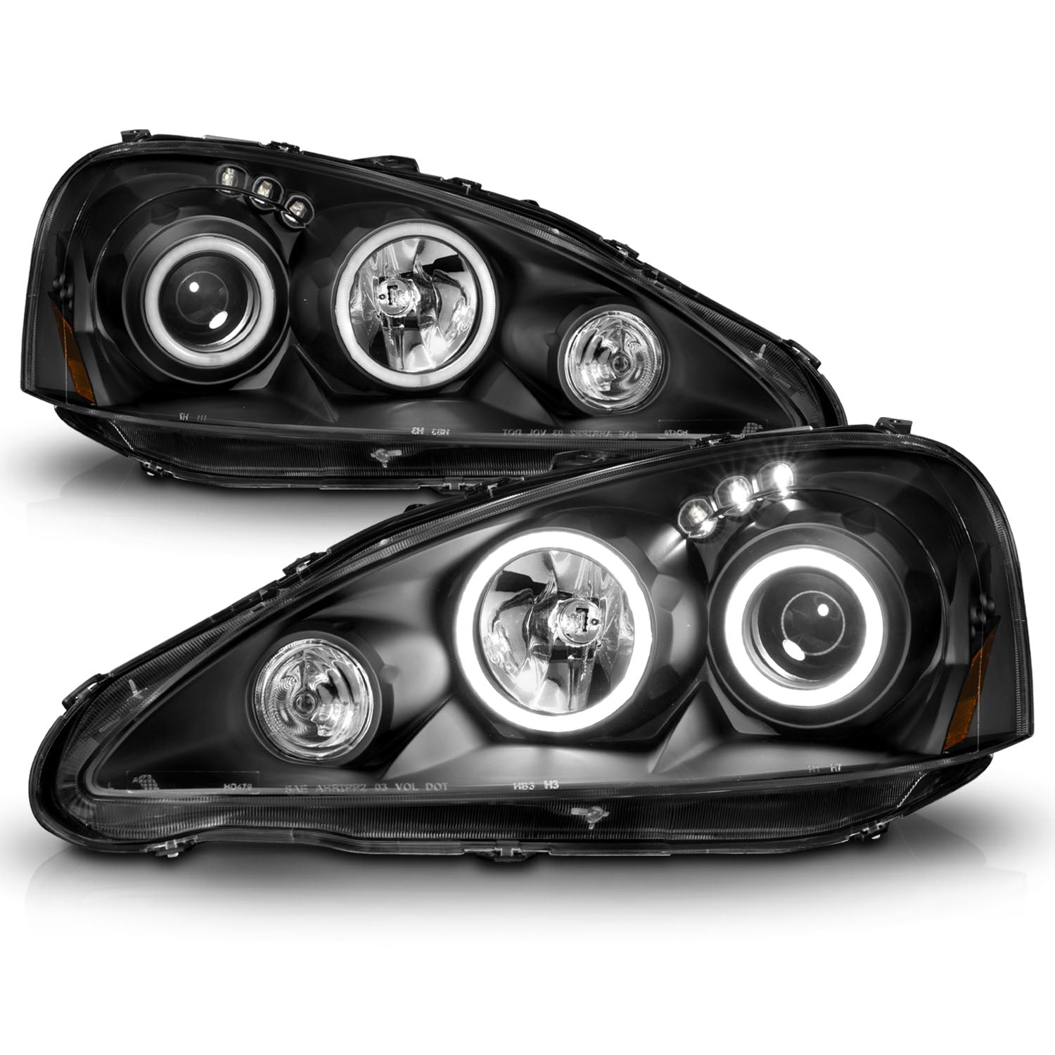 ACURA RSX 05-06 PROJECTOR HALO HEADLIGHTS BLACK W/ RX HALO