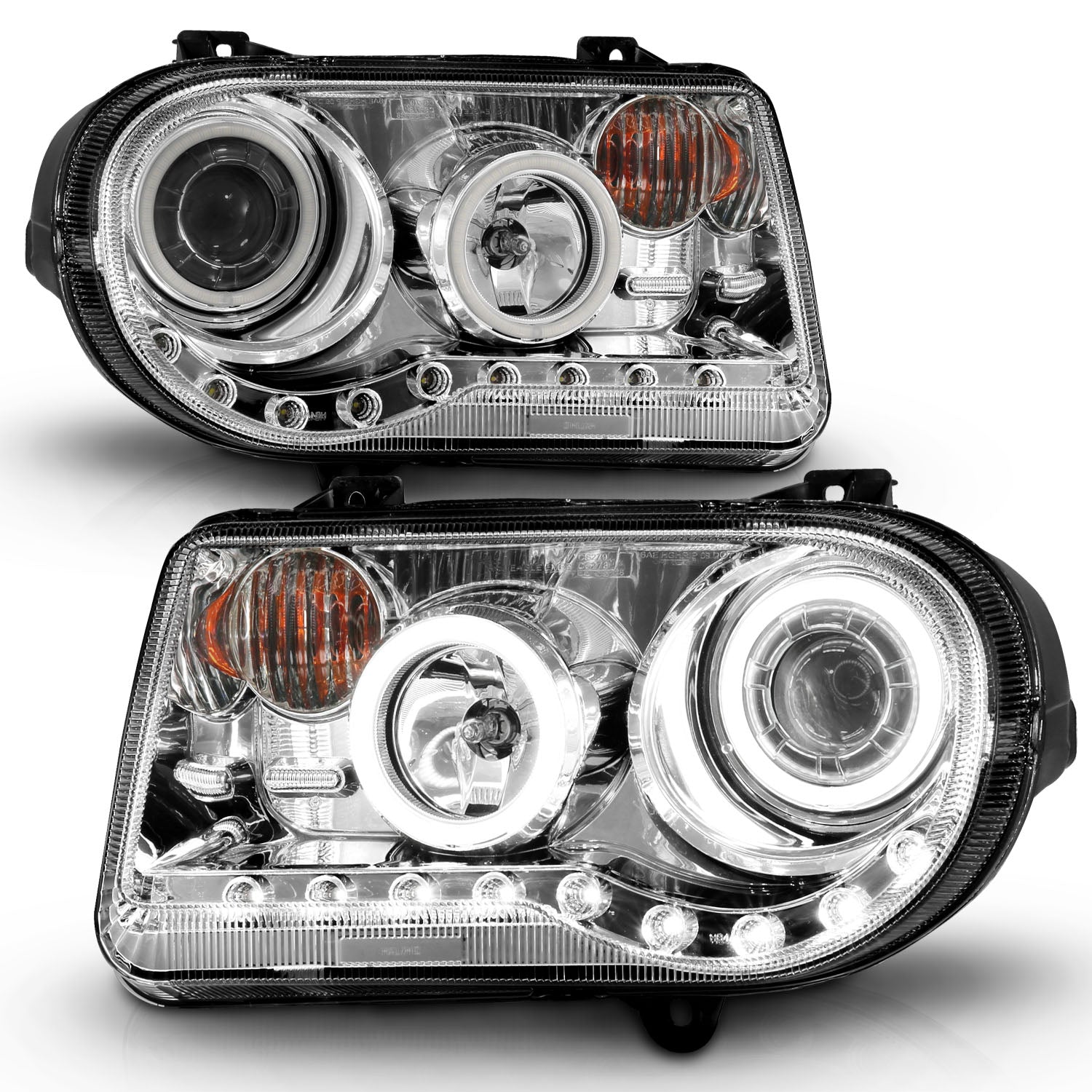 CHRYSLER 300C 05-10 PROJECTOR HALO HEADLIGHTS CHROME W/ RX HALO G2