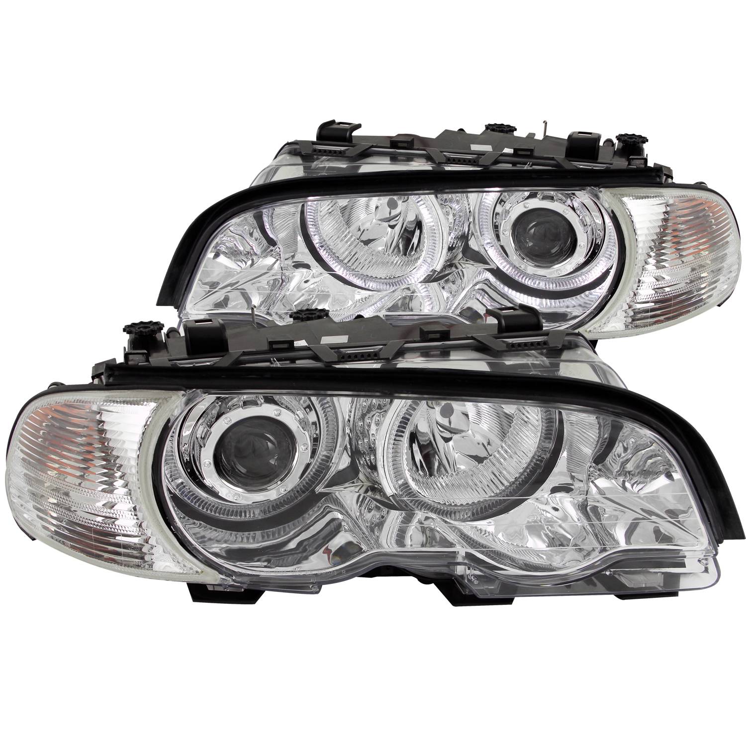 BMW 3 SERIES E46 2DR 00-03 / M3 01-04 PROJECTOR HALO HEADLIGHTS CHROME W/ CORNER LIGHTS 2PC