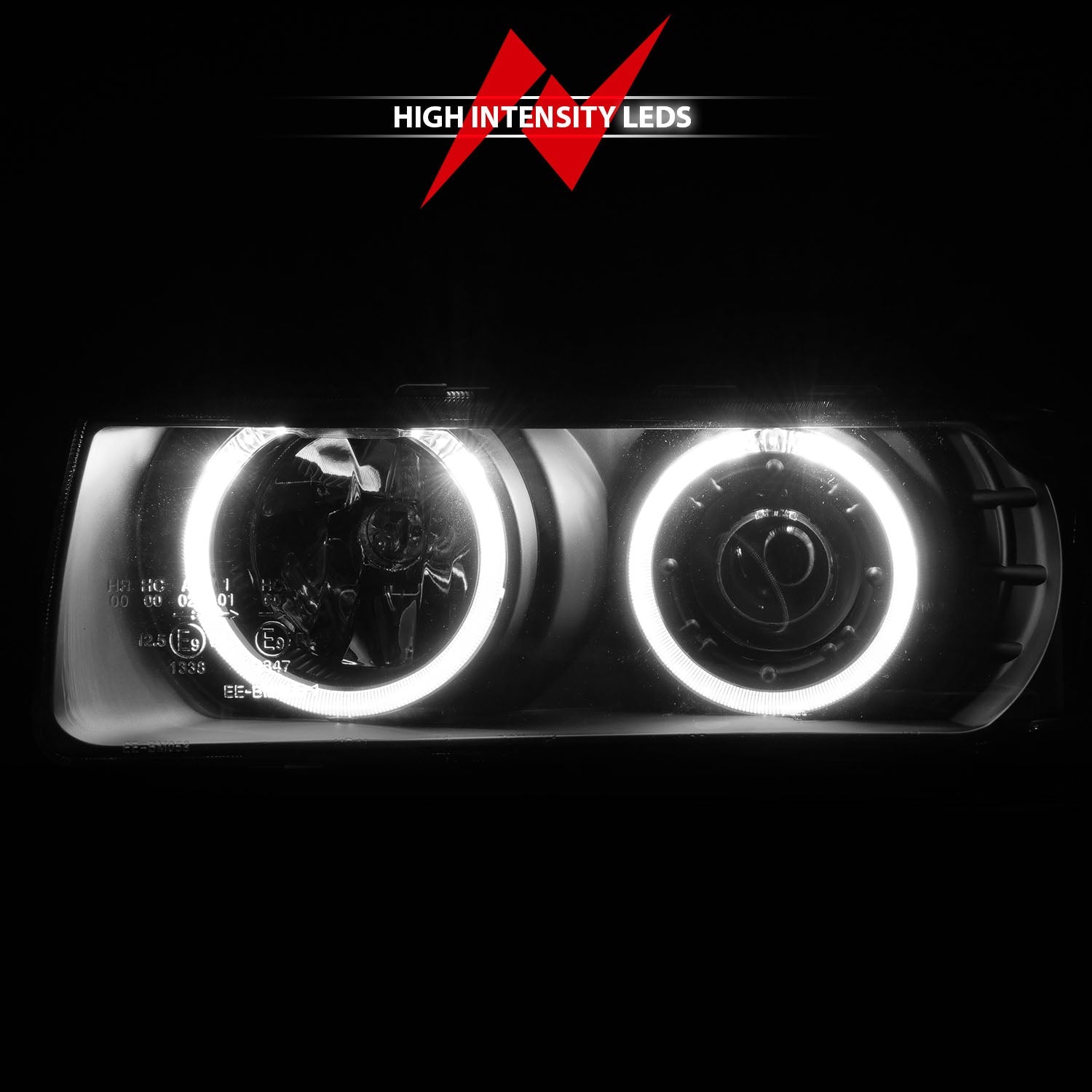 BMW 3 SERIES E36 92-98 4DR PROJECTOR HALO HEADLIGHTS G2 BLACK 1PC