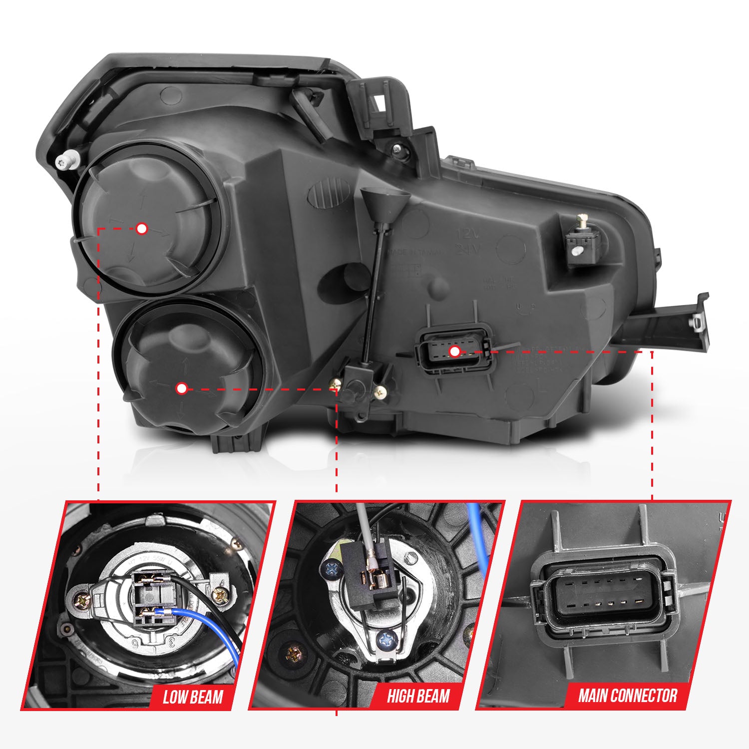 CADILLAC CTS 03-07 PROJECTOR HEADLIGHTS BLACK W/ RX HALO