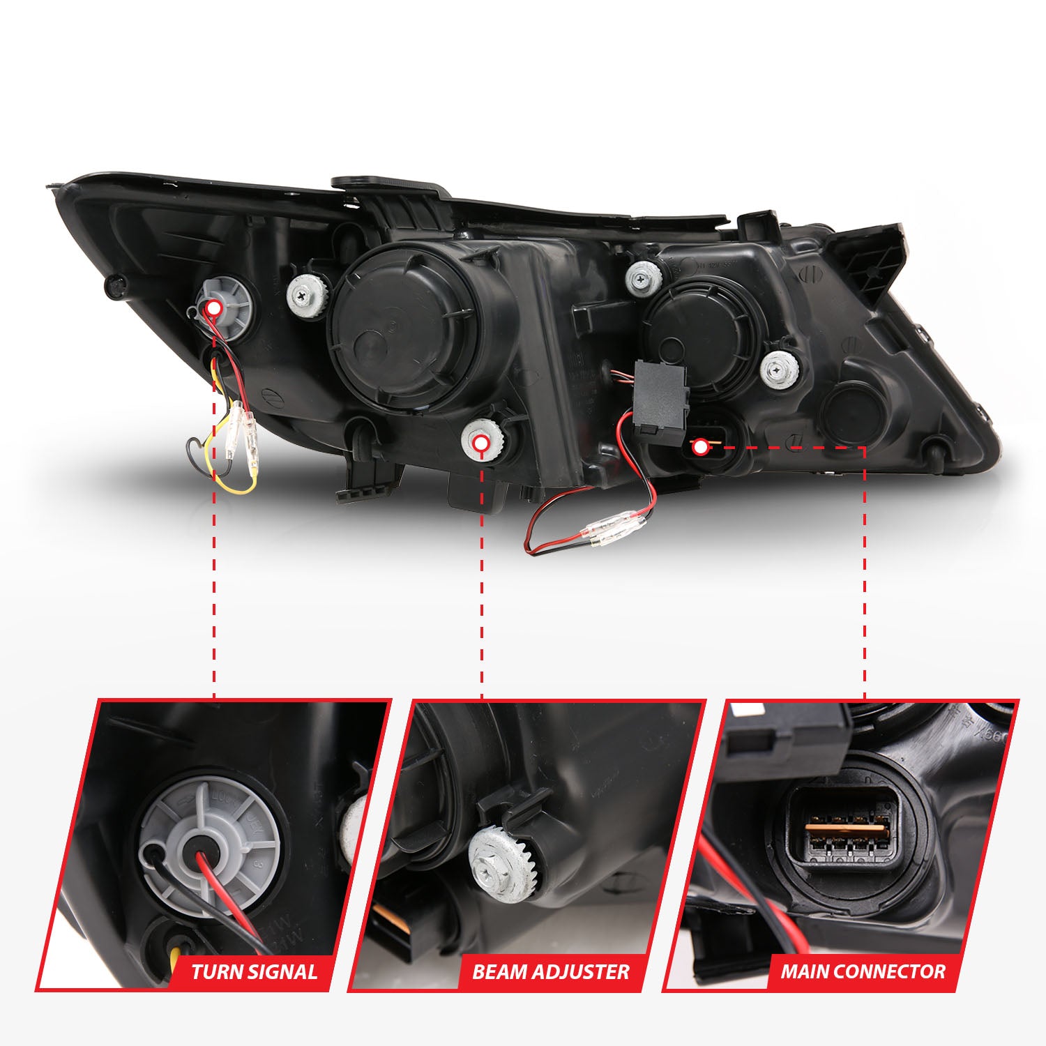 KIA OPTIMA 11-15 PROJECTOR HEADLIGHTS BLACK W/ RX HALO (FOR HALOGEN MODELS ONLY)