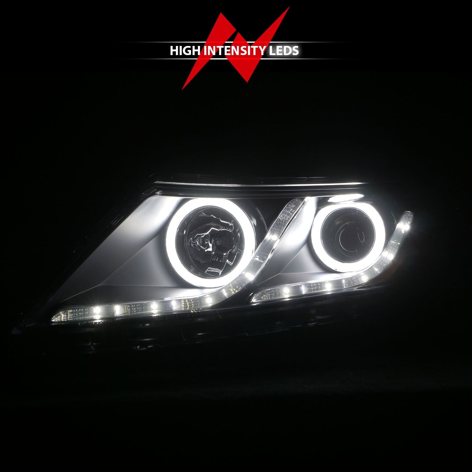 KIA OPTIMA 11-15 PROJECTOR HEADLIGHTS BLACK W/ RX HALO (FOR HALOGEN MODELS ONLY)
