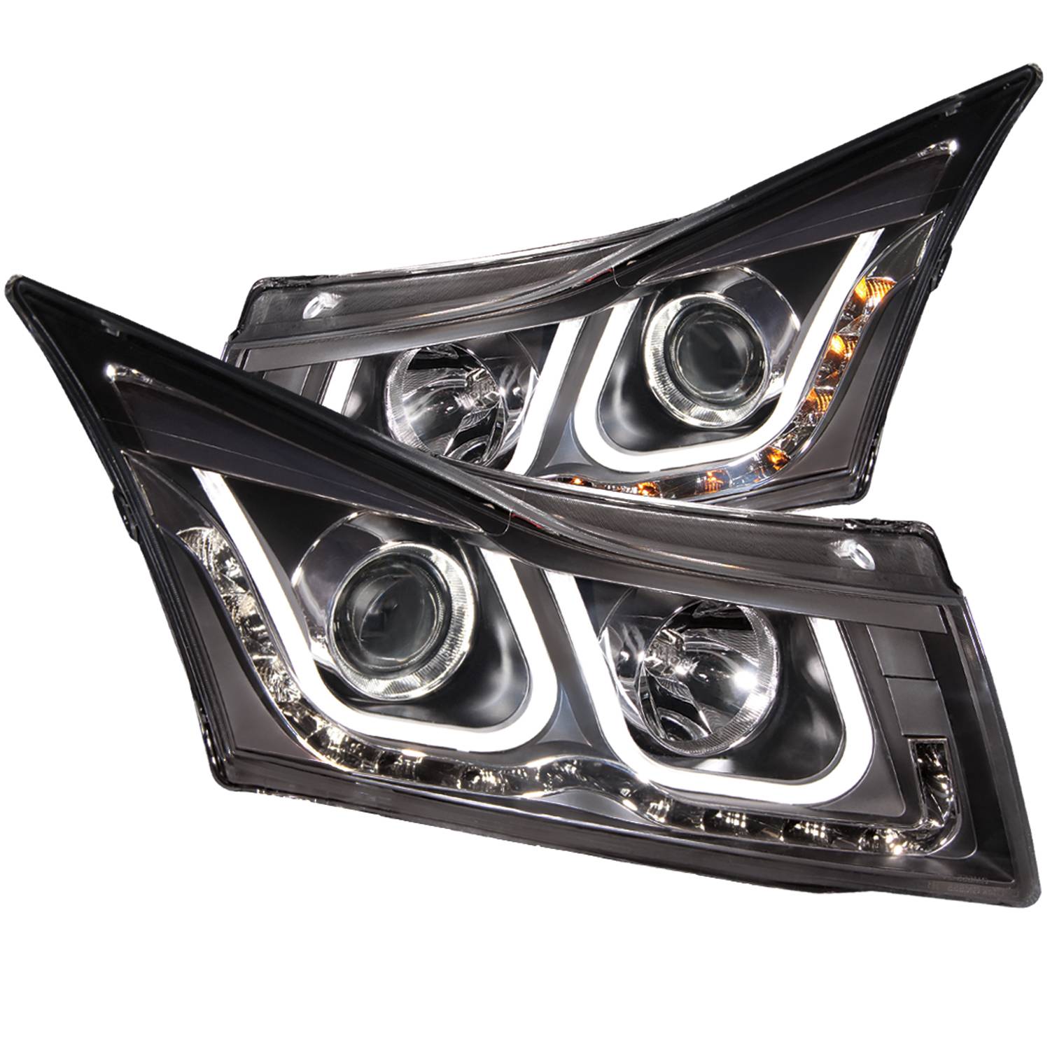 CHEVY CRUZE 11-15 PROJECTOR U-BAR HEADLIGHTS BLACK