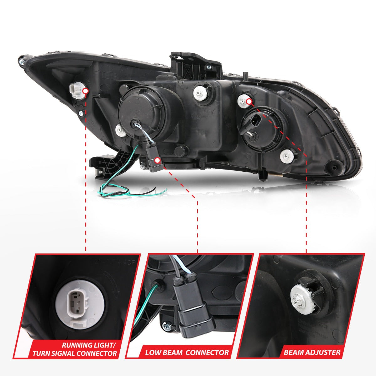 HONDA CIVIC 2 DR 12-13 / 4 DR 12-15 PROJECTOR HEADLIGHTS U-BAR BLACK CLEAR