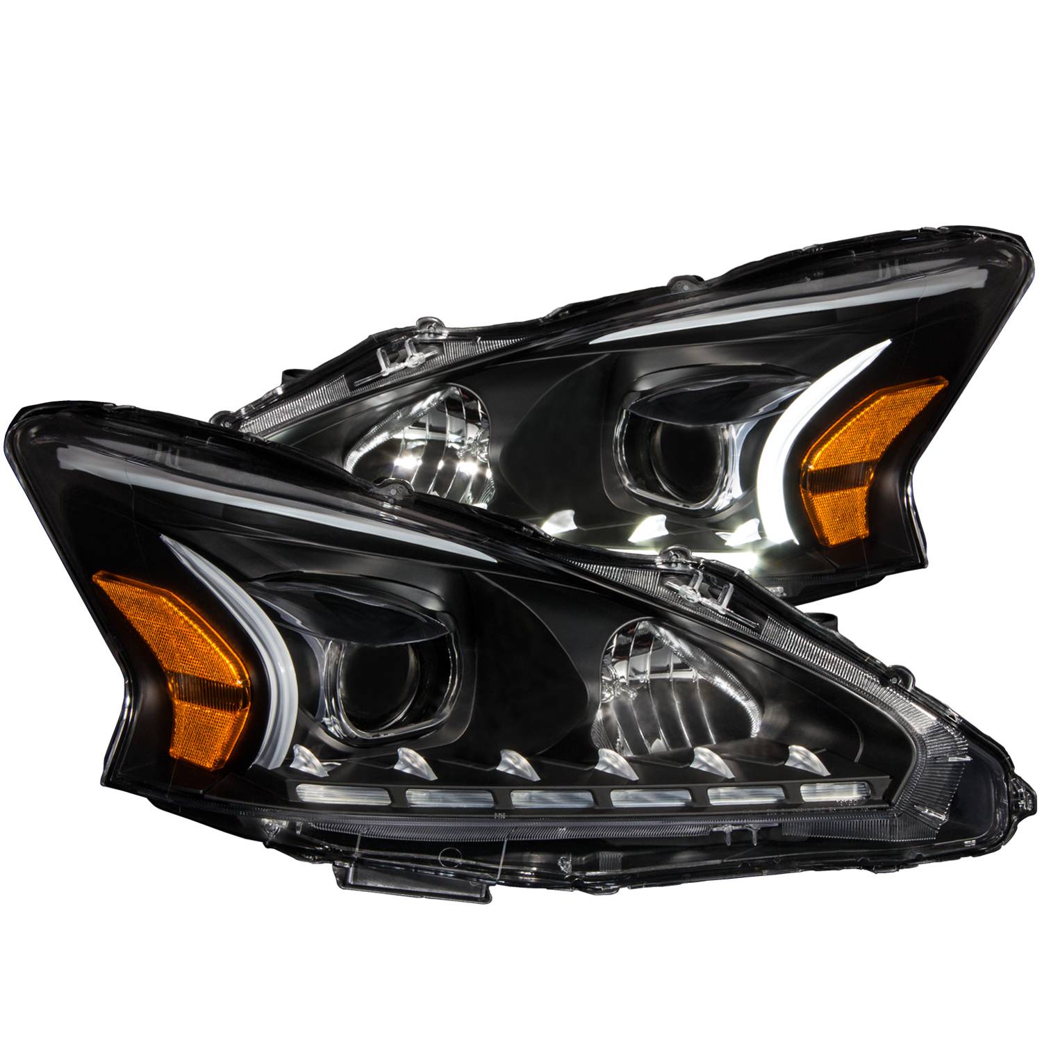 NISSAN ALTIMA 13-15 4DR PROJECTOR PLANK STYLE HEADLIGHTS BLACK (FOR HALOGEN MODELS ONLY)