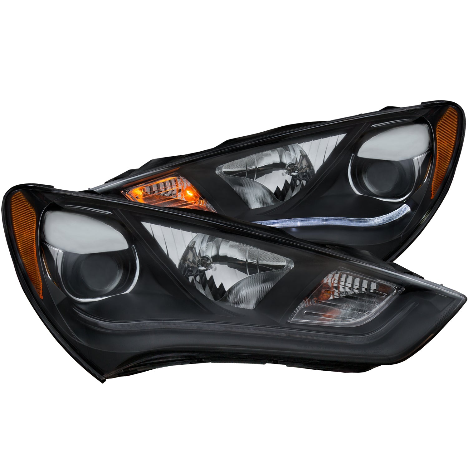 HYUNDAI GENESIS 13-16 2DR PROJECTOR PLANK STYLE HEADLIGHTS BLACK (FOR HID, HID KIT NOT INCLUDED)