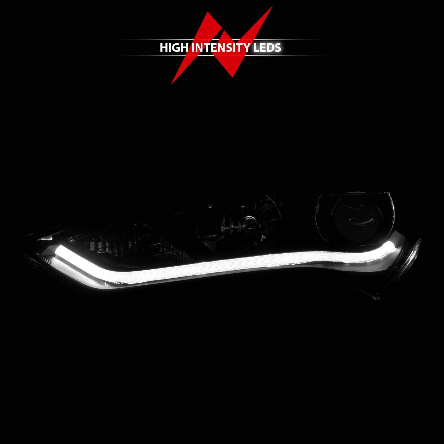 HYUNDAI GENESIS 13-16 2DR PROJECTOR PLANK STYLE HEADLIGHTS BLACK (FOR HID, HID KIT NOT INCLUDED)