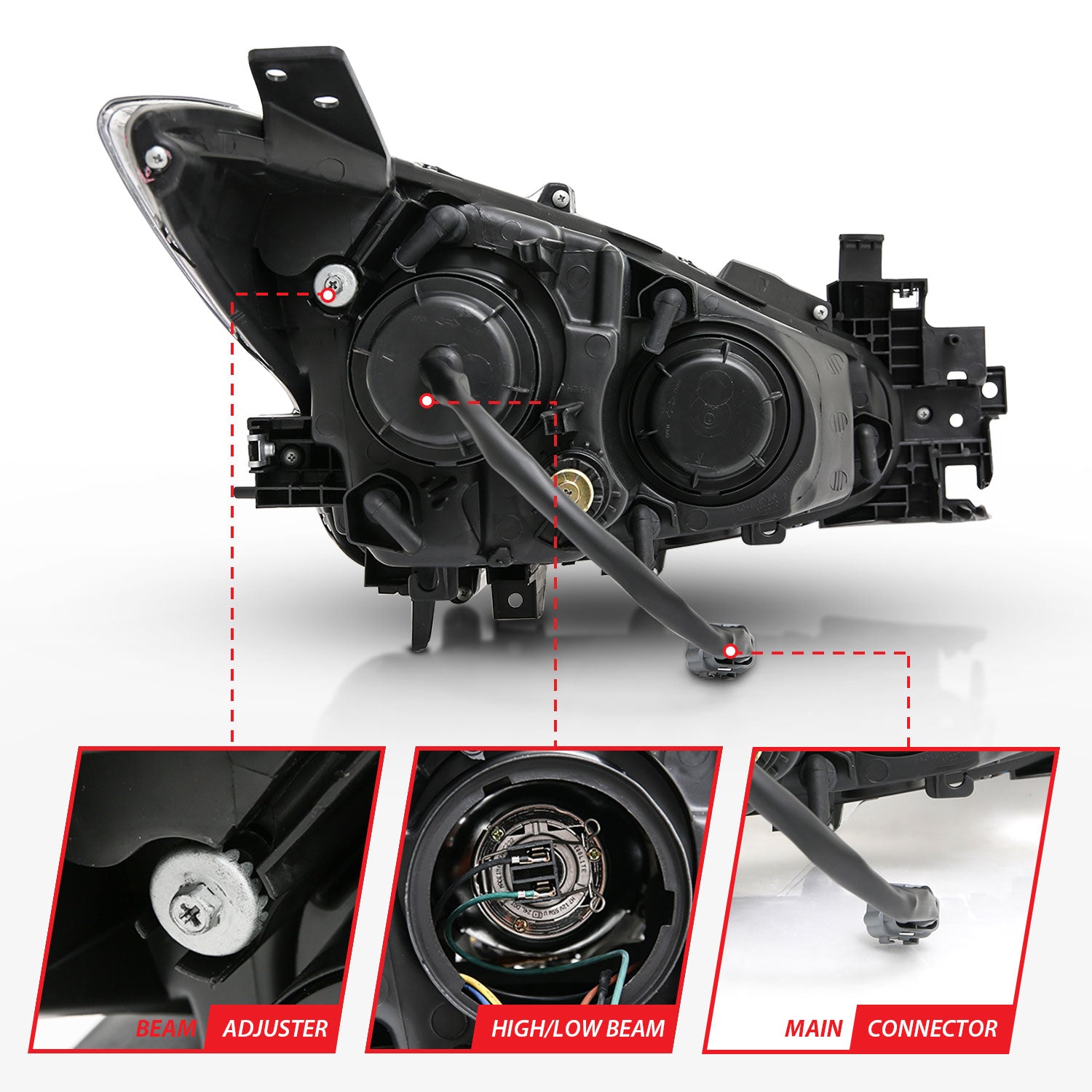 MAZDA 3 14-16 PROJECTOR HALO HEADLIGHTS BLACK (FOR HALOGEN MODELS ONLY)