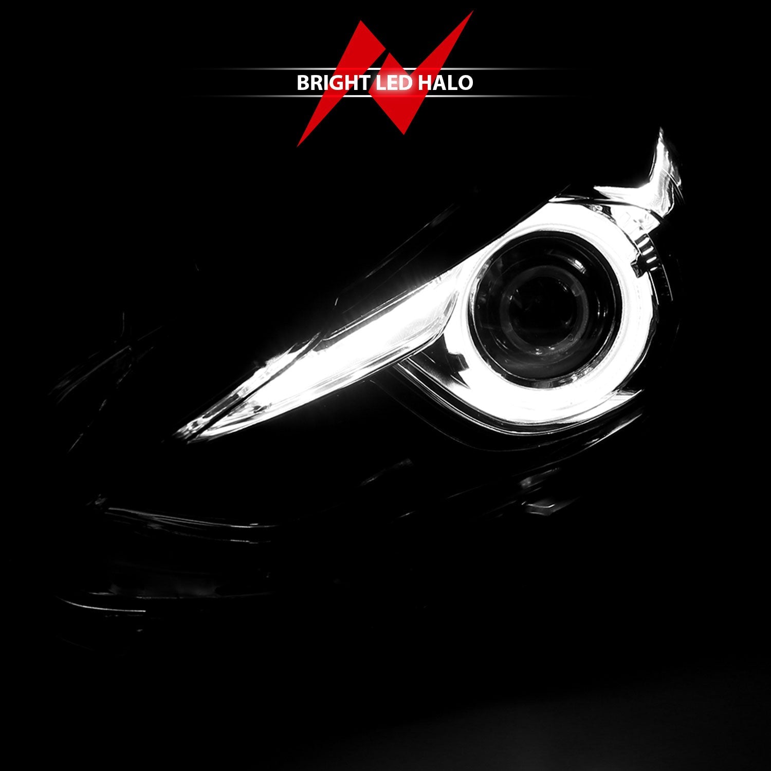 MAZDA 3 14-16 PROJECTOR HALO HEADLIGHTS BLACK (FOR HALOGEN MODELS ONLY)
