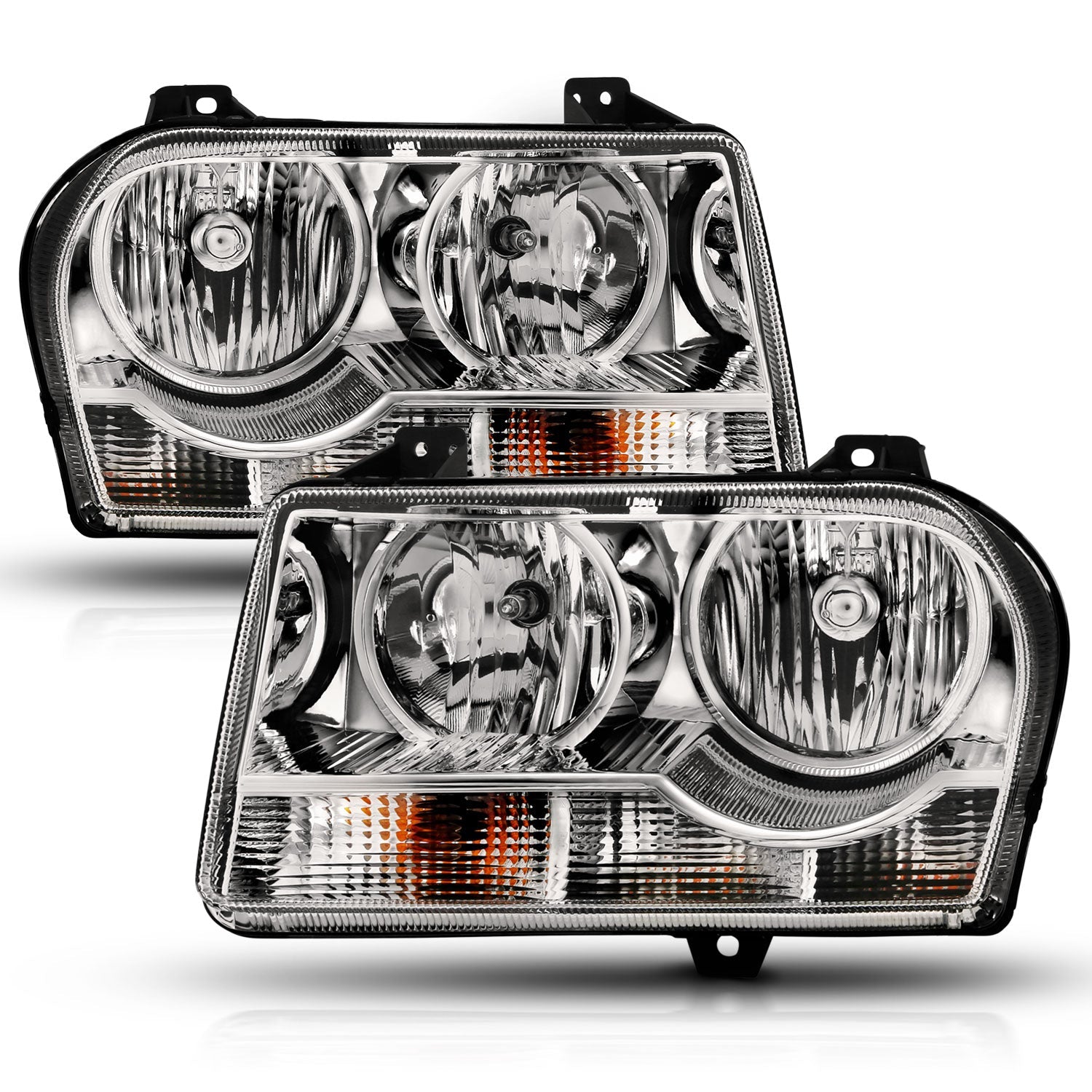 CHRYSLER 300 05-10 CRYSTAL HEADLIGHTS CHROME (FOR HALOGEN MODELS ONLY)