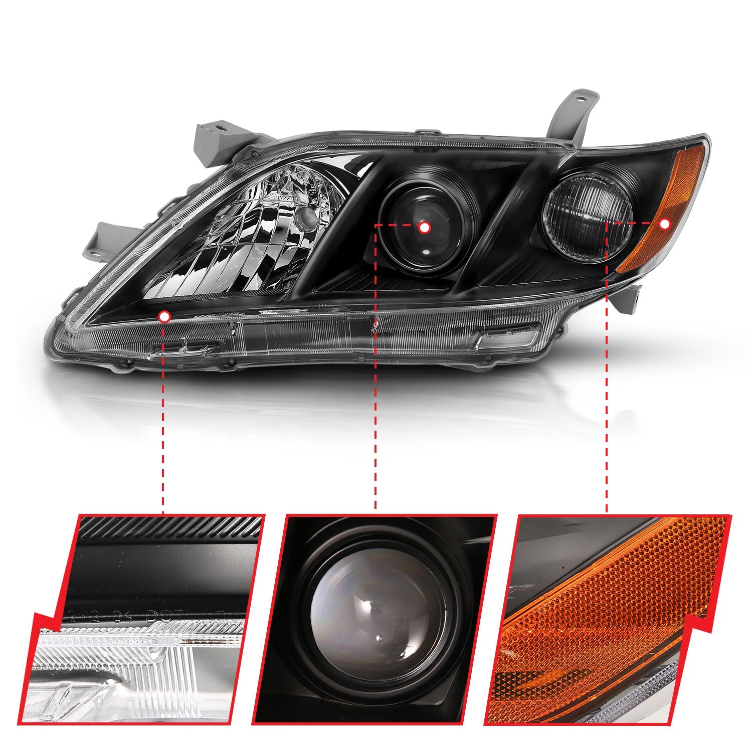 TOYOTA CAMRY 07-09 PROJECTOR HEADLIGHTS BLACK