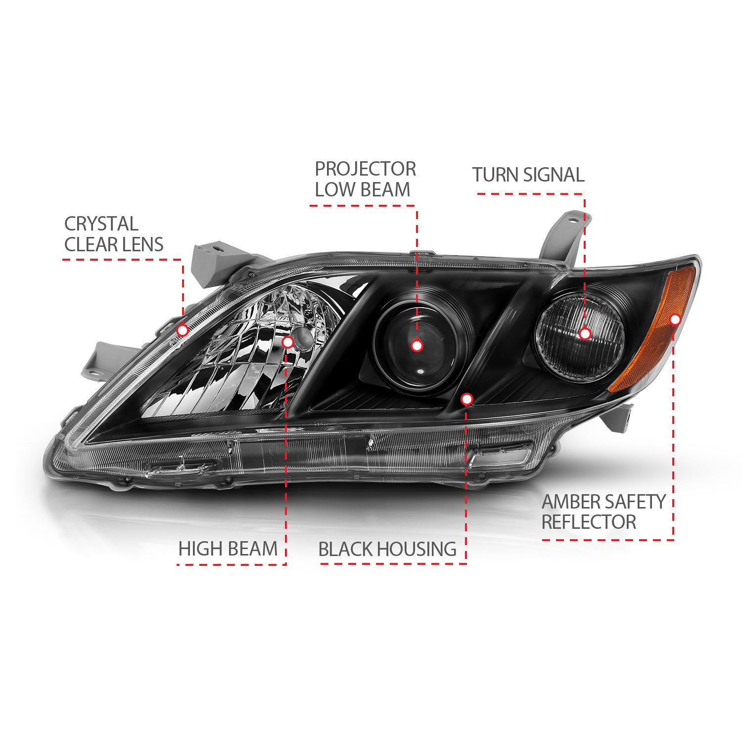 TOYOTA CAMRY 07-09 PROJECTOR HEADLIGHTS BLACK