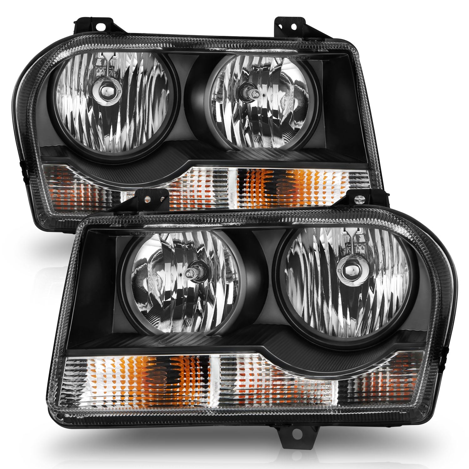 CHRYSLER 300 05-10 CRYSTAL HEADLIGHTS BLACK (FOR HALOGEN MODELS ONLY)