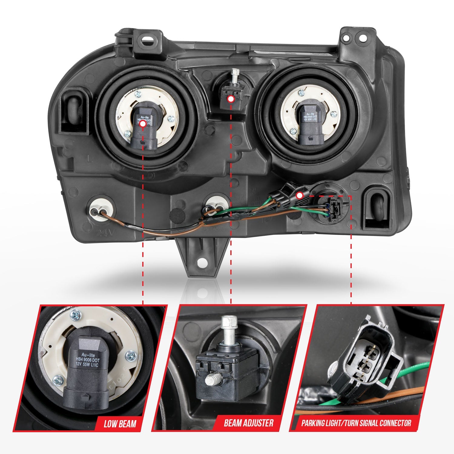 CHRYSLER 300 05-10 CRYSTAL HEADLIGHTS BLACK (FOR HALOGEN MODELS ONLY)