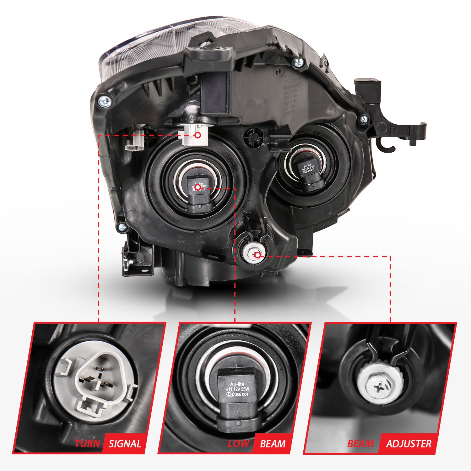 NISSAN ALTIMA 10-13 2DR/COUPE PROJECTOR HEADLIGHTS BLACK (FOR HALOGEN MODELS ONLY)