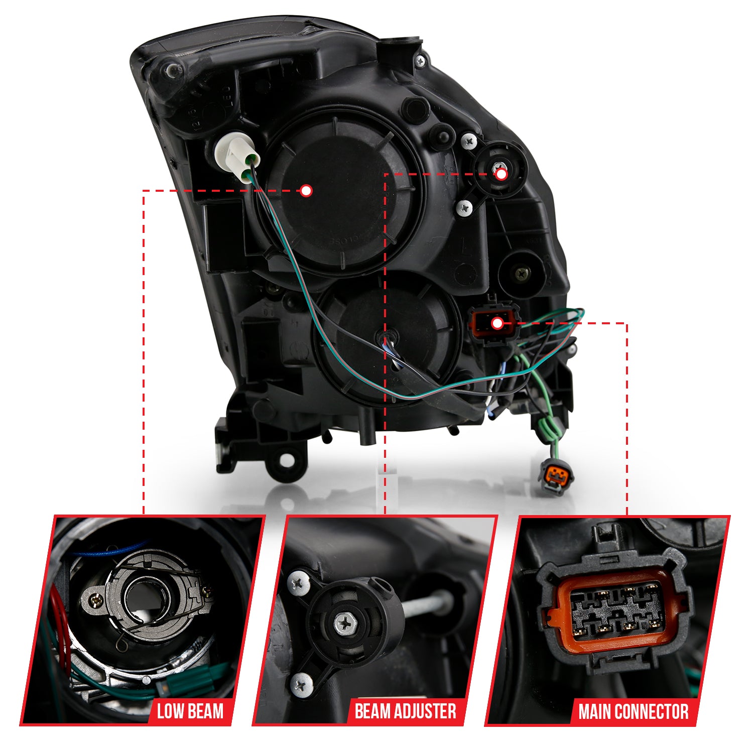 INFINITI G35 2DR 03-07 PROJECTOR HEADLIGHT PLANK STYLE BLACK (FOR HID, HID KIT NOT INCLUDED)