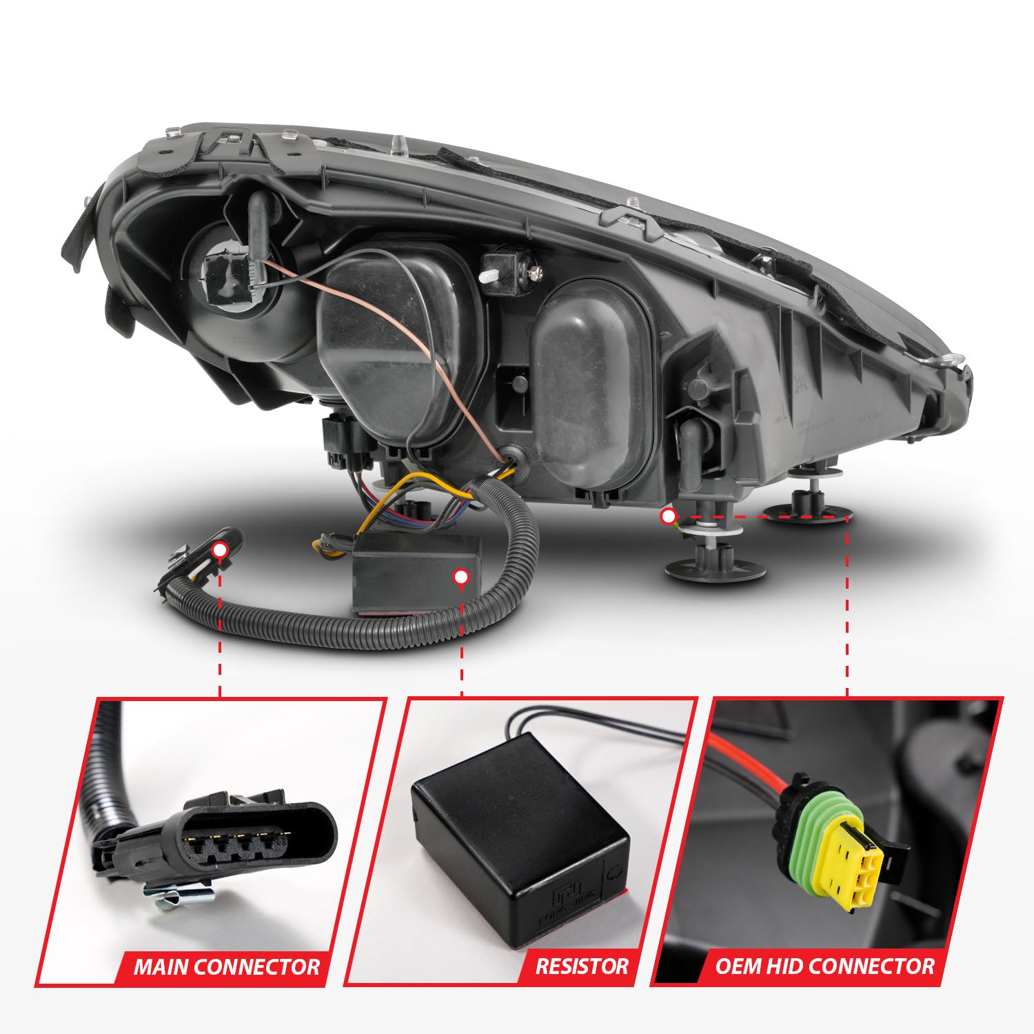 CHEVY CORVETTE 05-13 PROJECTOR SEQUENTIAL PLANK STYLE HEADLIGHTS BLACK(W/ DRL)(NO HID KIT)