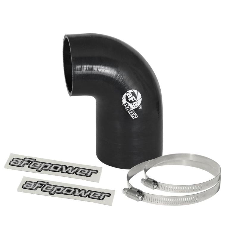 aFe Magnum FORCE CAI Univ. Silicone Coupling Kit (3in. ID to 2.5in. ID) 90 Deg. Elbow Reducer - Blk-SR1 Performance