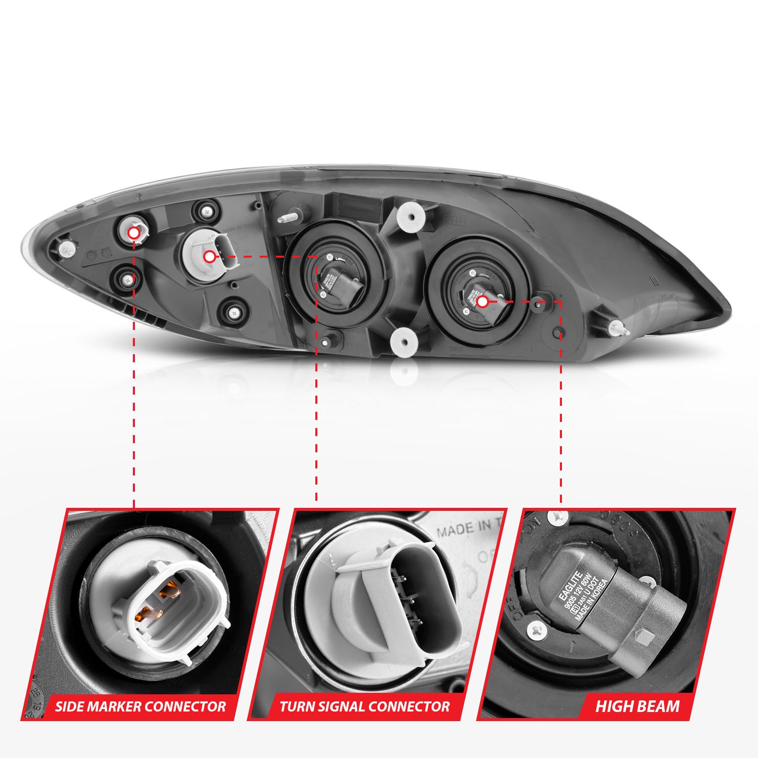 INTERNATIONAL PROSTAR 08-16 CRYSTAL HEADLIGHTS BLACK AMBER