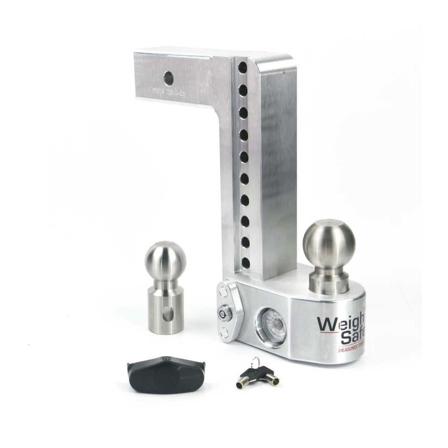 Weigh Safe 10-Inch Drop Hitch with Built-In Scale and 2.5-Inch Shank - Aluminum, 10K/18.5K GTWR