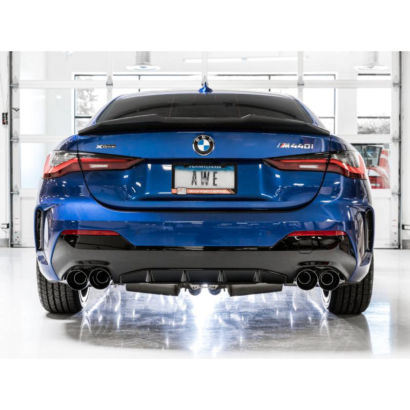 AWE Tuning 2019+ BMW M340i (G20) Non-Resonated Touring Edition Exhaust - Quad Diamond Black Tips