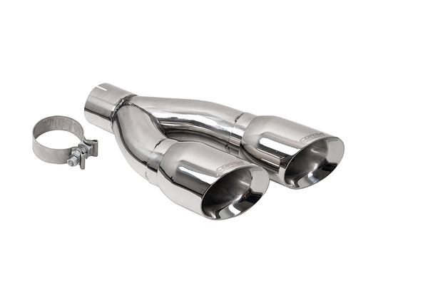 Corsa 2022-2024 Toyota Tundra 4WD 4in Single Side Dual Outlet Tip Kit - Polished-SR1 Performance