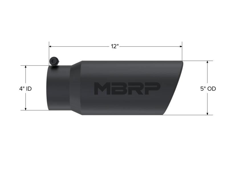 MBRP Universal Tip 5 O.D. Angled Rolled End 4 inlet 12 length - Black Finish-SR1 Performance