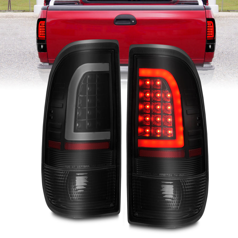 ANZO 1997-2003 Ford F-150 LED Tail Lights w/ Light Bar Black Housing Smoke Lens-SR1 Performance