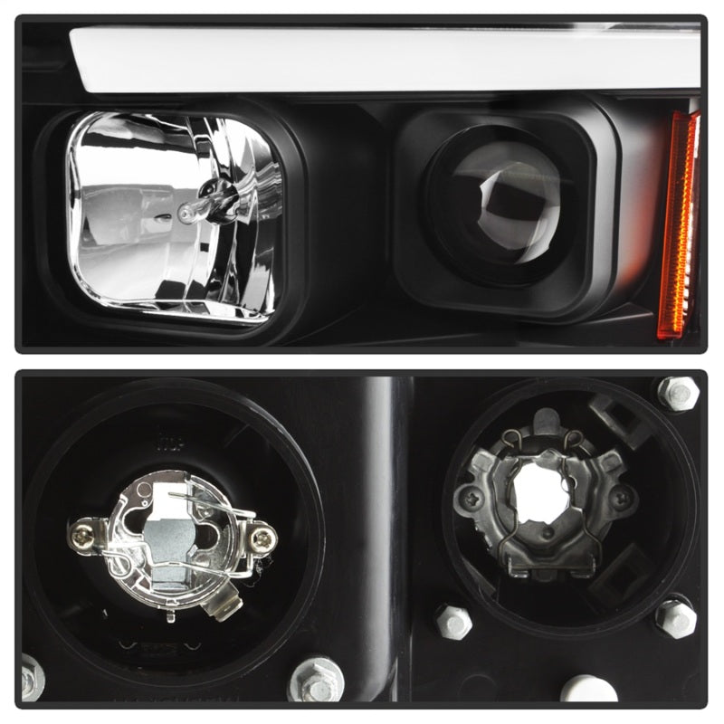 Spyder 02-05 Dodge Ram 1500 Light Bar Projector Headlights - Black (PRO-YD-DR02V2-LB-BK)-SR1 Performance